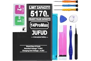 5170mAh Upgraded High Capacity Battery Compatible with iPhone 14 Pro Max with Repair Kit - 0 Cycle Li-Polymer Replacement for