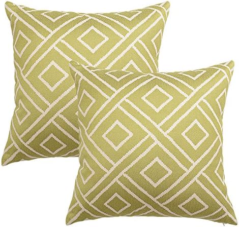 HOMFINER Lime Green Soft Solid Geometric Elements Decorative Throw Pillow Cases Cushion Covers 18x18 inch Set of 2