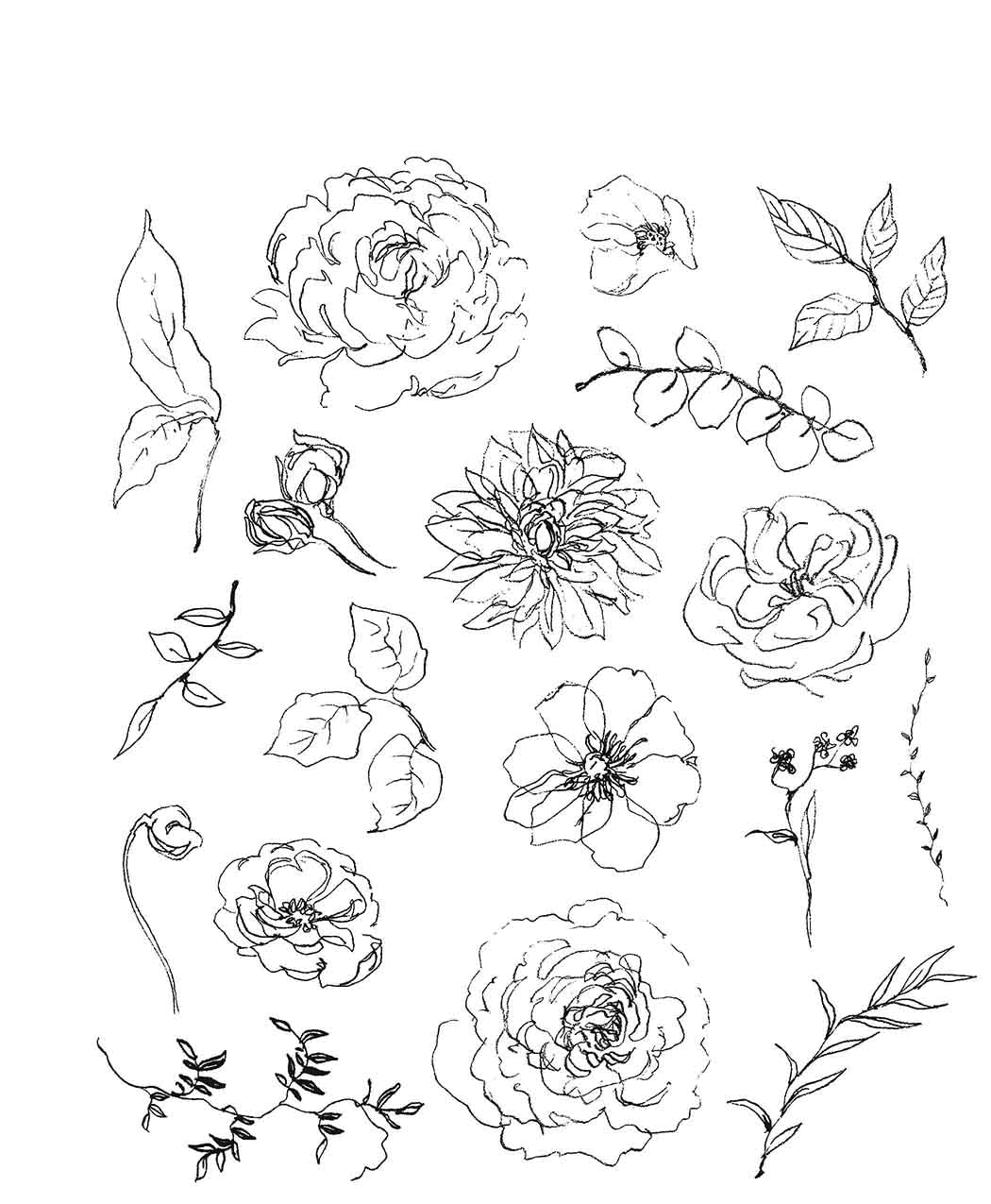 Stampers Anonymous Floral Elements Clear Stamp for Card Making, Scrapbooking and Mixed Media, Gray