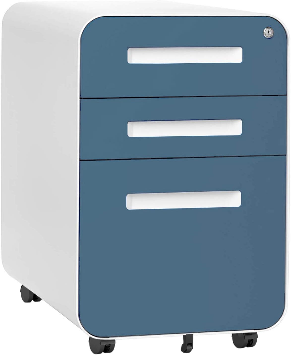 Amazon Com Strpretty Basic Vertical File Cabinet Locking File 3 Drawer Mobile File Cabinet With Anti Tilt Mechanism Legal Letter Size Blue White Kitchen Dining