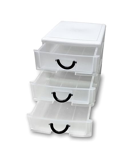 3 Drawer Plastic Organizer With Easy Pull Out Draws Little Handle