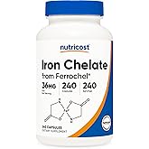 Nutricost Chelated Iron, As Ferrochel, 36mg, 240 Capsules