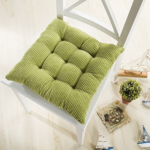 OctoRose Ofit Set of 2 Soft Cord Micro Suede Dining Office Chair Cushion Pads 16x16 Inch (Sagegreen)