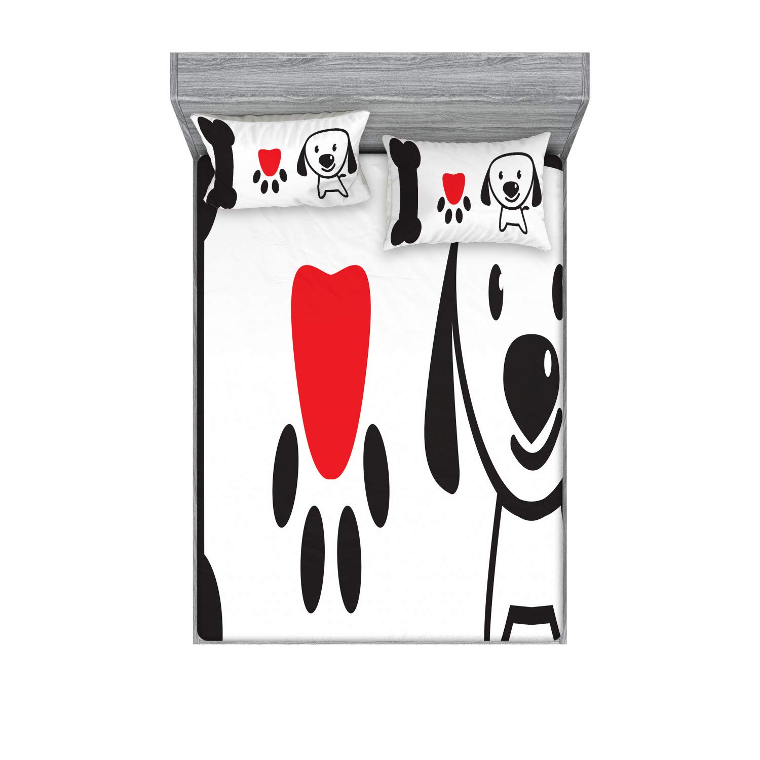 Lunarable Dog Lover Fitted Sheet & Pillow Sham