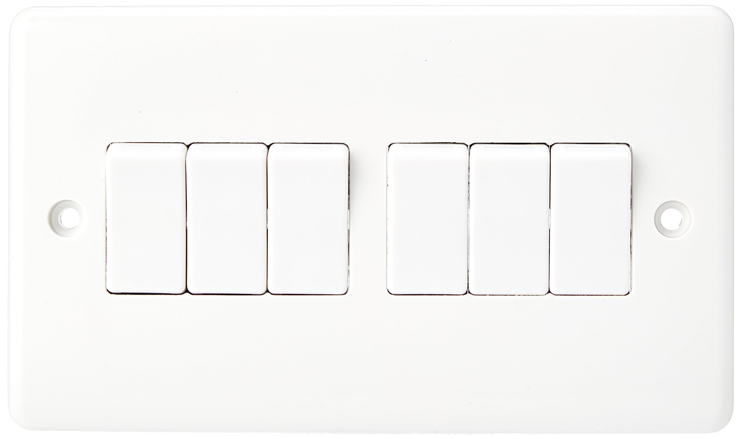 Knightsbridge CU4200 Curved Edge 10 A 6 Gang 2 Way Switch, White
