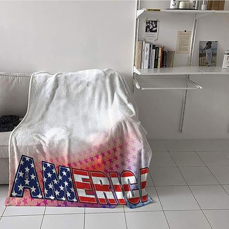 Amazon カスタムホームライフ子供用毛布 春 暖かい ブランケット 70 90インチ アメリカ国旗 星 背景 イラスト 自由 独立自由 自由 赤 青 白 キッズ ジュニア用寝具 オンライン通販