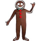 Kid's Iced Gingerbread Man Costume - Jumpsuit with Mitts, Shoe Covers, and Headpiece