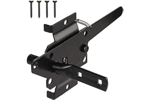 JIAHOO Post Mount Gate Latch for Wooden Fence - Heavy Duty Self Locking Gate Latch Hardware for Pool/Garden Gate Safety Latch, Automatic Fingertip Release Latches for Vinyl/Wood Fence, Black Finish