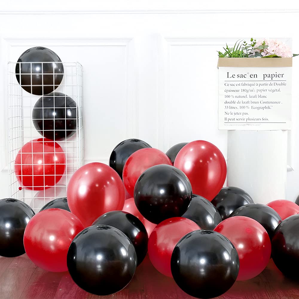 Red and Black Balloons, 20pcs 12inch Red Latex Balloons Black Balloons, Party Balloons for Wedding Graduation Engagement Baby Shower Birthday Party Decorations