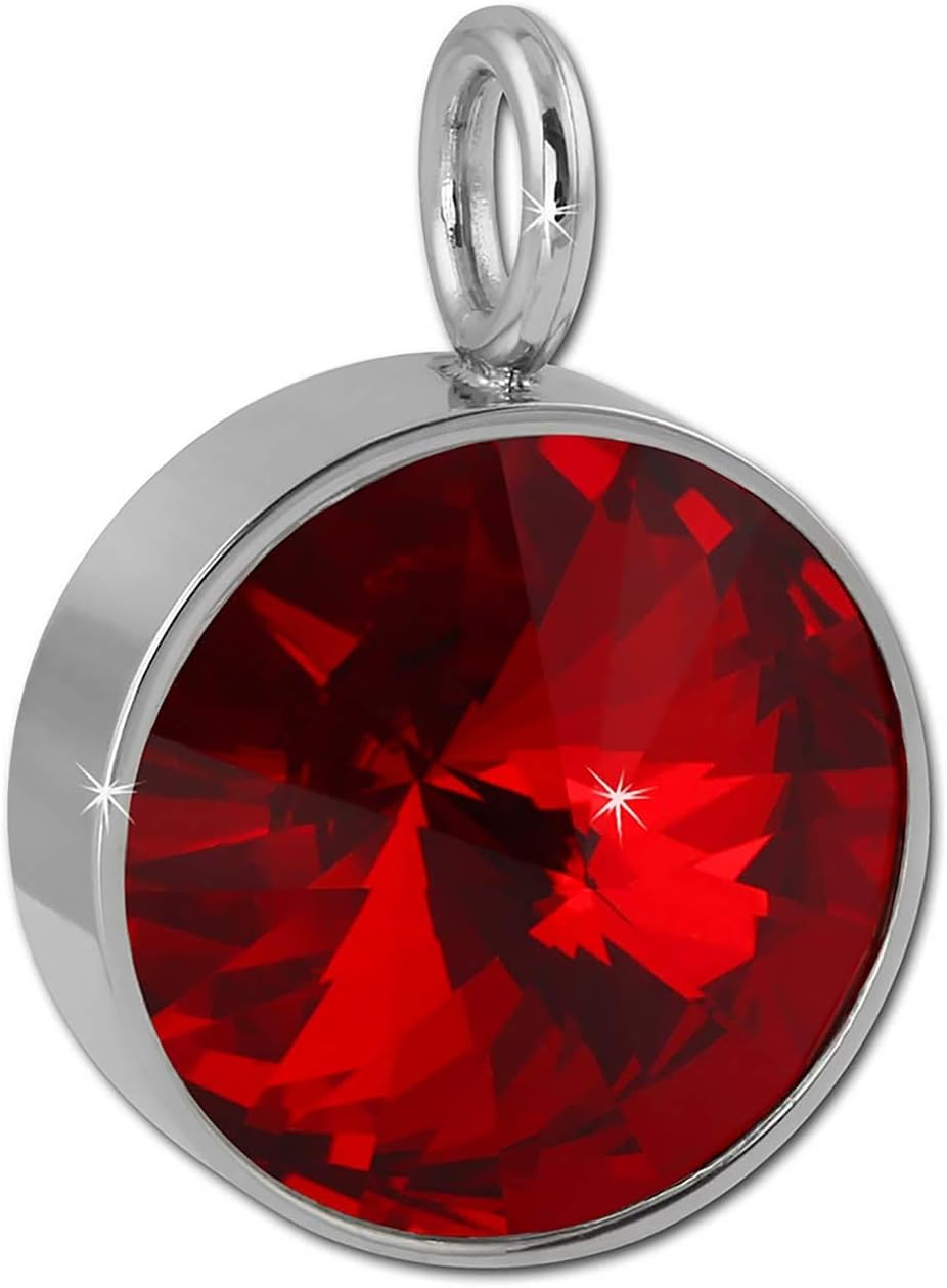 Amello Stainless Steel pendant with a big Swarovski element colored red - pendant for women - ESHS02P