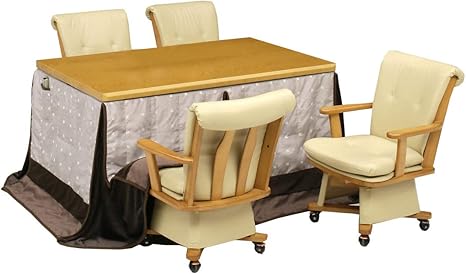 Amazon Co Jp タンスのゲン 速暖2秒 600wハロゲンヒーター 手元コントローラー ダイニングこたつ 6点セット 4人用 こたつ本体 掛布団 チェア4台 135 85 長方形 回転座椅子 ふんわりフリース布団 省スペース 収納ポケット付き ナチュラル 01