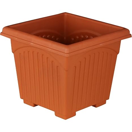 First Smart Deal 8 Inch Plastic Square Planter Pack of 12 - Brown