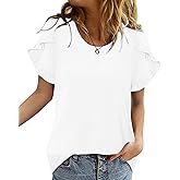 CRAZY GRID Women's Shirts Summer Casual Crewneck Short Sleeve Blouses Cute Floral Print Tunic Tops