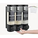 Shampoo and Conditioner Dispenser, Soap Dispenser with Labeling and Soap Bags, Wall Mounted 300ML Gel Container, Shower Dispenser for Home Hotel Bathroom