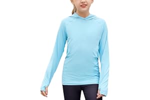 Zaclotre Kids UPF50+ Sun Shirt Girls Quick Dry Sun Protection Clothing Athletic Hoodie with Thumbholes