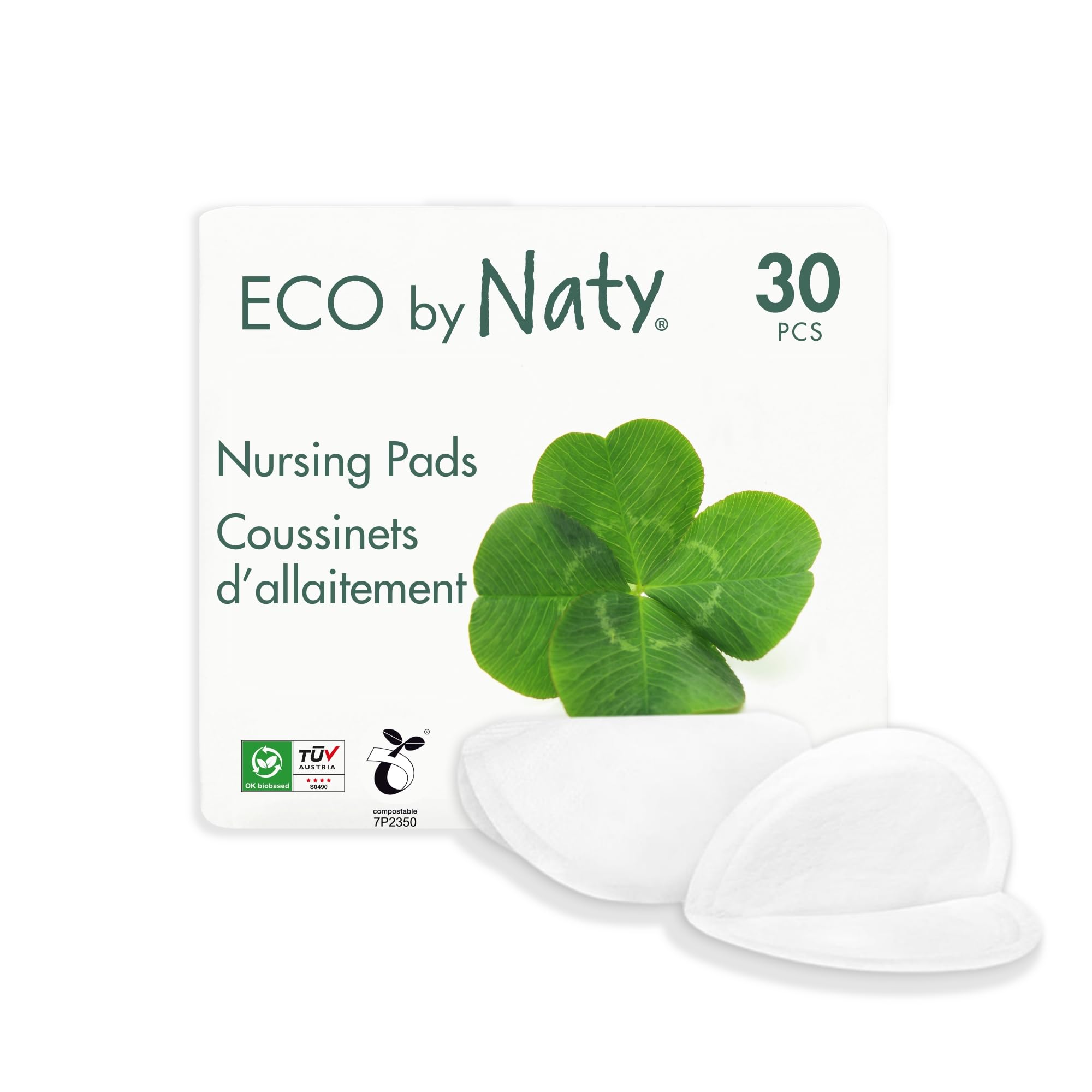 Naty Disposable Breast Pads – Nursing Pads for Breastfeeding Mothers, Perfect for Pregnancy and Postpartum, Compostable and Plant-Based Materials (30 Count)