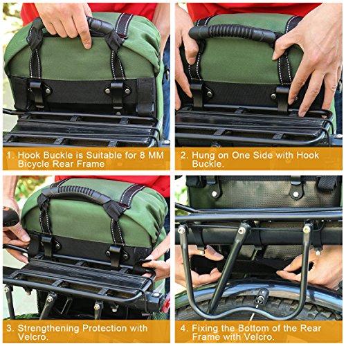 Eshow Waterproof Single Rear Bicycle Pannier Adjustable Hooks with Handle Strap Bag