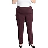Briggs New York Women's Plus Size Super Stretch Millenium Welt Pocket Pull On Pant (Average & Short Length)