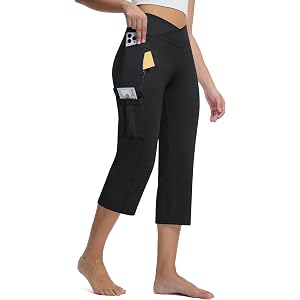 Casei Women's Capri Pants with 5 Pockets High Waist Non-Slip Cargo Yoga 21" | Soft 4-Way Stretch, No-Dig V-Cross, Straight Le