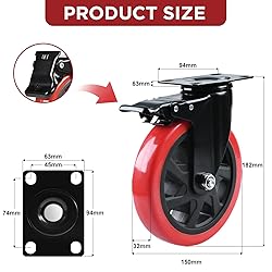 Caster Wheels, Heavy Duty 6 Inch Casters Set of