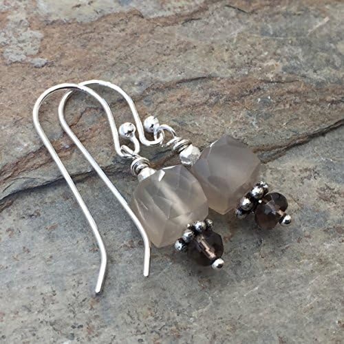 Moonstone and Smokey Topaz Earrings with Sterling Silver
