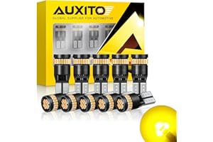 AUXITO 194 LED Bulbs, Amber Yellow 168 2825 W5W T10 Wedge 24-SMD 3014 Bright Chips Error Free for Car Dome Map Door Parking M