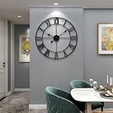 HAITANG Vintage Large Wall Clock 60cm Silent Battery Operated Black Roman view 9