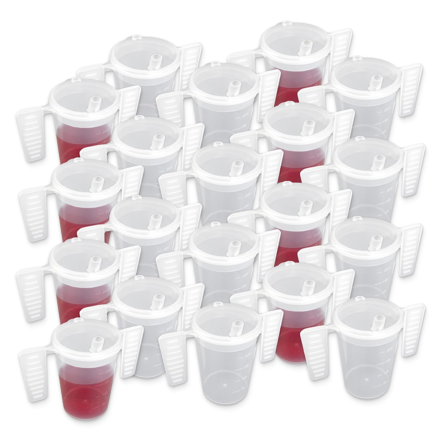 Wing Handled Beaker with Drinking Lid - Pack of 20 | Adult Beakers for Elderly Dementia Cup Adult Drinking Cup for Elderly Two Handled Drinking Cup Small Spouted Drinking Lid — image 1