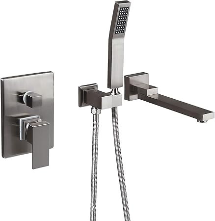 Kunmai Waterfall Wall Mounted Bathtub Faucet With Hand Shower