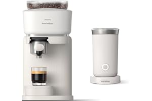 Philips Baristina Espresso Machine+Milk Frother Bundle. Real espresso. Compact coffee machine,portafilter, grinder, Cafe Crema. Dairy & Non-Dairy Milk foam​. Hot & Cold. Easy Clean. White (BAR303/00)