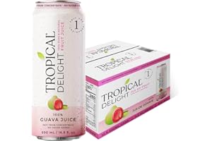 Tropical Delight 100% Guava Juice - 12 x 500ml Can, No Added Sugar, Not From Concentrate, Only 1 Ingredient