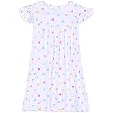 MHJY Girls Nightgowns Flutter Short Sleeves Princess Nightgown Sleepwear Soft Night Dress for Kids Toddler Girls
