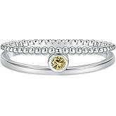 MANBU Sterling Silver Birthstone Ring for Women - Colorful Stackable Promise Ring Birthday Anniversary Christmas Jewelry Gifts for Her Mom Wife