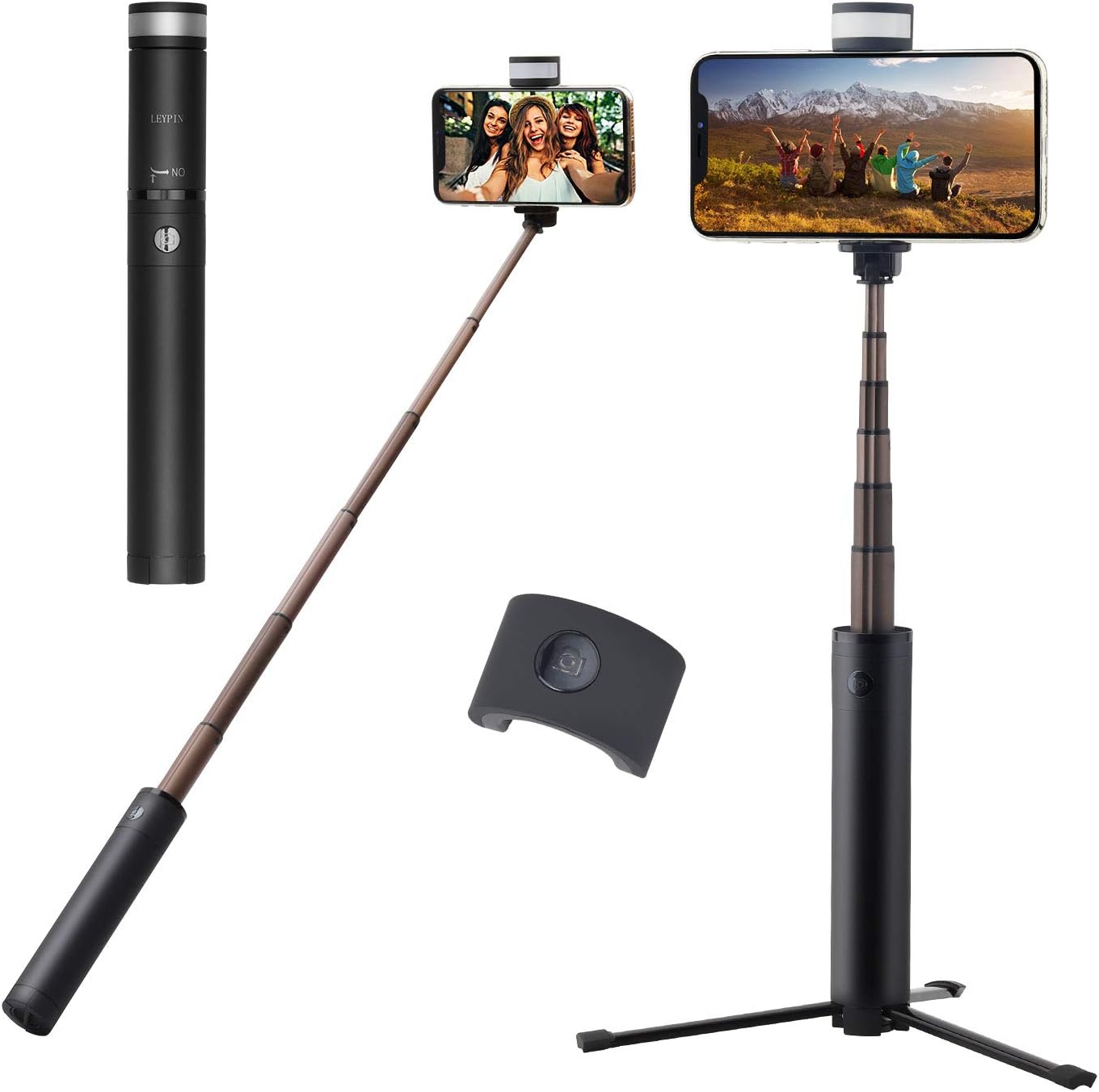 Selfie Stick Tripod, Extendable Selfie Stick Tripod with Detachable Wireless Remote and Fill Light for iPhone 7 8 Plus X Xr, Galaxy S9/S9 Plus/S8/S8 Plus/Note8,Huawei,More
