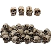 SUFUNNY 40pcs Mini Skulls Figurine Skeleton Head Miniatures,Tiny Resin Skulls for Crafts Halloween Party Decor, Dollhouse Accessories,Vase Fillers, Cake Topper Plants Outdoor Decoration