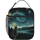DEKIFNHG Black Cat Starry Night Insulated Lunch Box Portable Lunch Bag with Detachable Handle,Reusable Lunchbox for Boys Girls Men Women