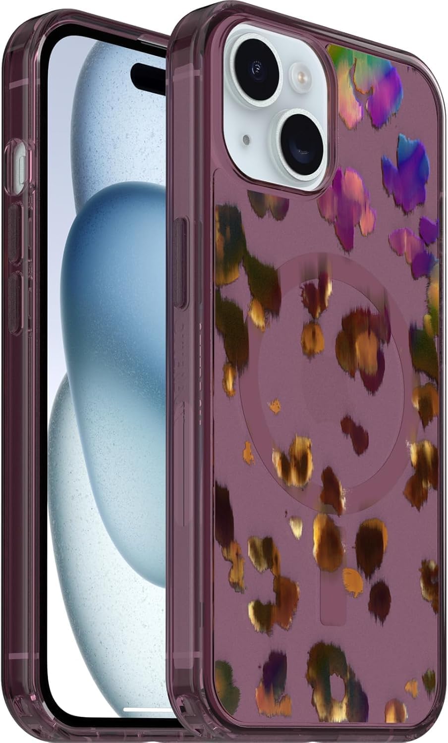 OtterBox iPhone 17e, 16e, 15, 14, 13 (ONLY) Symmetry Series+ Case, Snaps to MagSafe, Ultra-Slim, Raised Edges Protect Camera & Screen - Non-Retail Packaging - Leopard Shift Pink Image