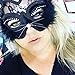 Venetian Masquerade Mask Women's Sexy Black Glitter Fancy Cat Lace Eye Mask (Black Cat Mask)