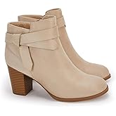 PiePieBuy Women's Tie Knot Chelsea Pump Ankle Boots Closed Toe Stacked Heel Booties Shoes