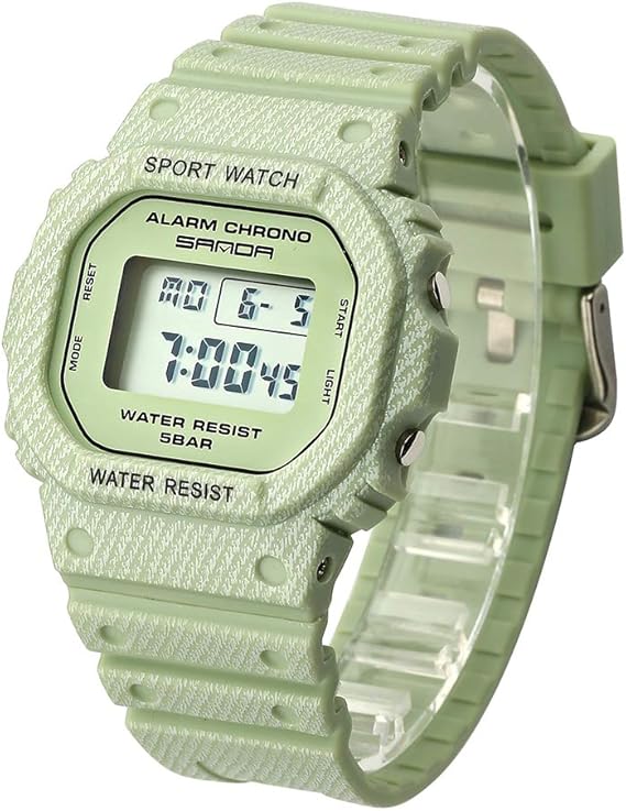 Amazon Dhe 腕時計 レディース シンプル ウォッチ 電子デジタル表示 ファッション 夜光ディスプレイ 日付 曜日表示 グリーン レディース腕時計 腕時計 通販