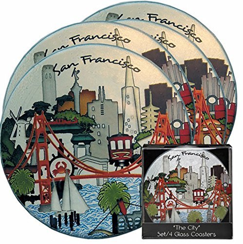 San Francisco, California Souvenir Coasters, 4 Piece Set - Glass
