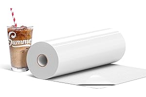 IROHTV White Permanent Vinyl, 12" x 50 FT Glossy White Vinyl Roll for Cricut, Silhouette All Cutting Machines, Adhesive Halloween Vinyl for Craft Wall Stickers Scrapbooking Car Decals Signs