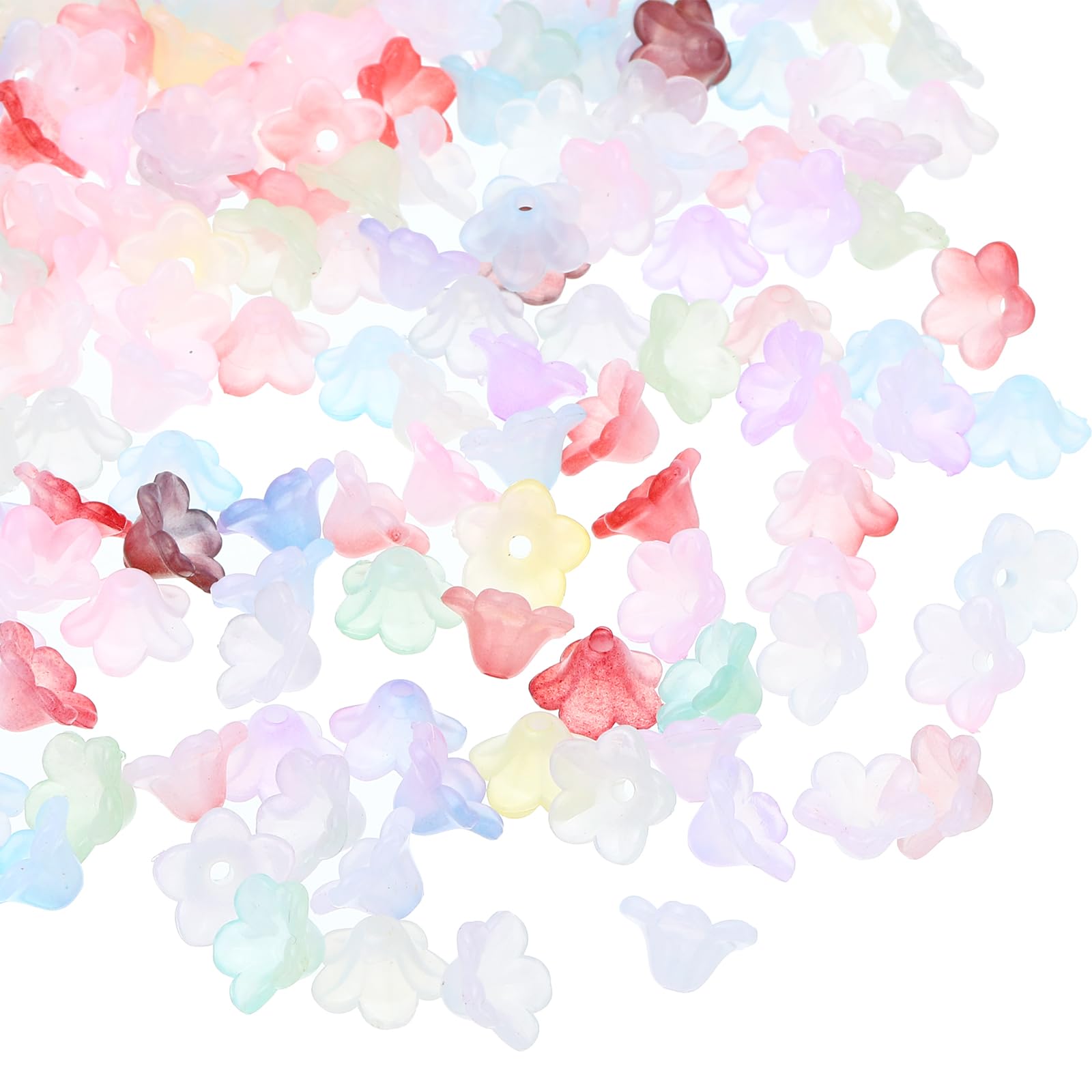 PATIKIL 0.3x0.5 Frosted Flower Beads, 300Pcs Acrylic Trumpet Flower Beads for Bracelets, Earrings, Necklaces, Jewelry Making and DIY Crafts, Mixed Color