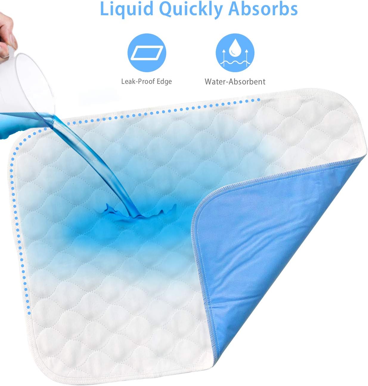 Heavy Absorbency Bed Pad, Washable and Reusable Incontinence Bed Underpads, 34"X36" (4 Pack), Waterproof Mattress Protector: Health & Personal Care