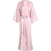 Aensso Long Soft Lightweight Silky Kimonos Robes for Women, Luxury Japanese Floral Womens Kimono Robe