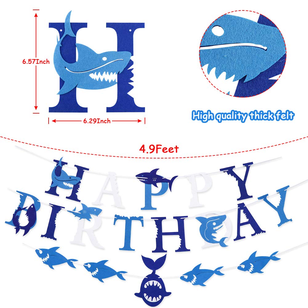 Shark Under The Sea Birthday Backdrop – 6x4ft Fabric Banner With Rope, Kids Party Decor, Blue Shark Theme