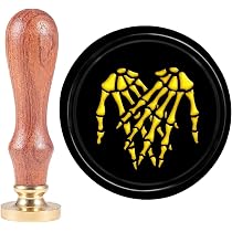 craspire Masque de Chauve-Souris Cachet de Cire Tampon de Cire à Cacheter Halloween 30 mm/1.18,(1) cm Tête en Laiton Amovible avec Manche en Bois pour Cartes D'Invitation Halloween Emballage Cadeau