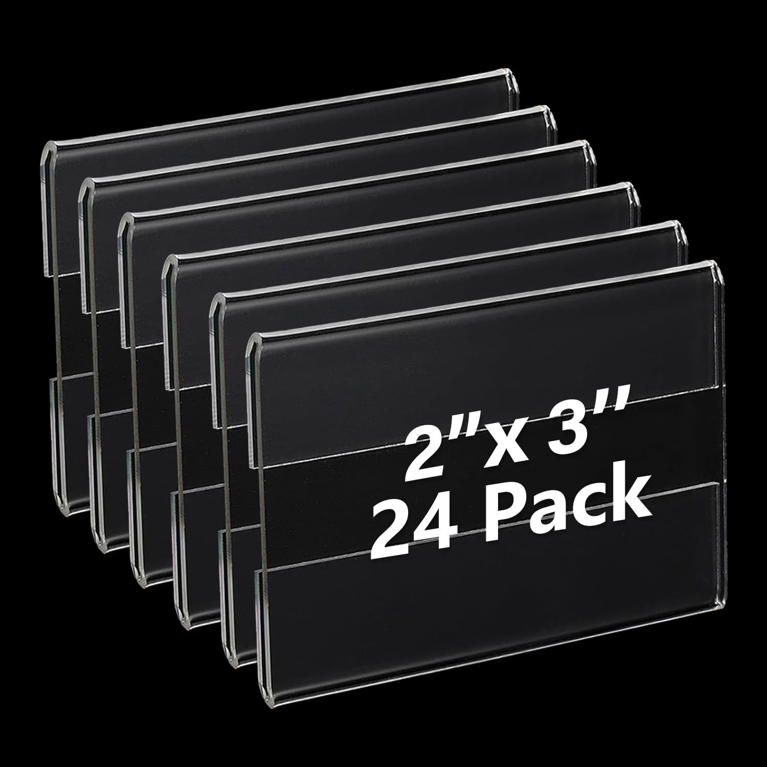 Photo 1 of Ayuanb 24 Pack Wall Mount Acrylic Sign Holder 2x3 Inch, Clear Plastic Door Sign Holders, Acrylic Picture Frames with Tape Adhesive, Floating Hanging Poster Holder for Office, Home, Store, Restaurant, No Drilling