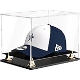XINISS Hat Display Case Clear Acrylic Hat Display Box Assemble Baseball Cap Holder for Signed Memorabilia Cap Storage with Metal Bell Base (11x8.2x7.1 inch)