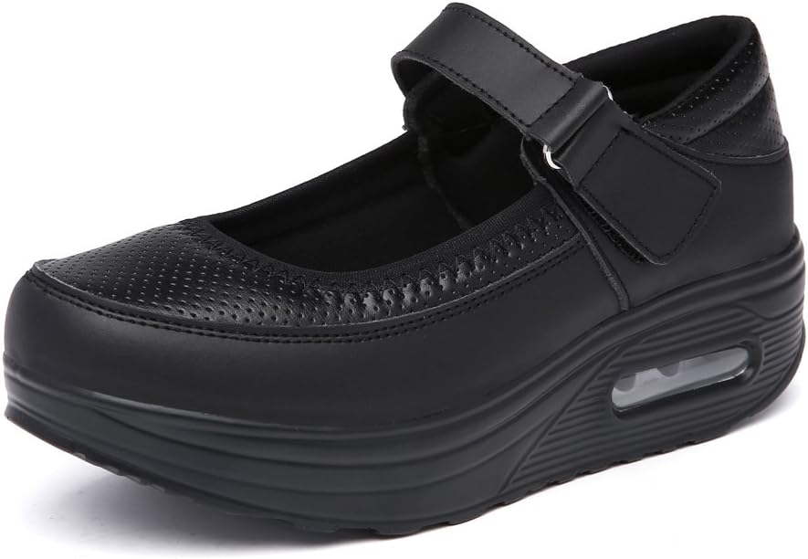 EnllerviiD Women Breathable Mary Jane Shoes Buckle Casual Walking Slip On Sneakers